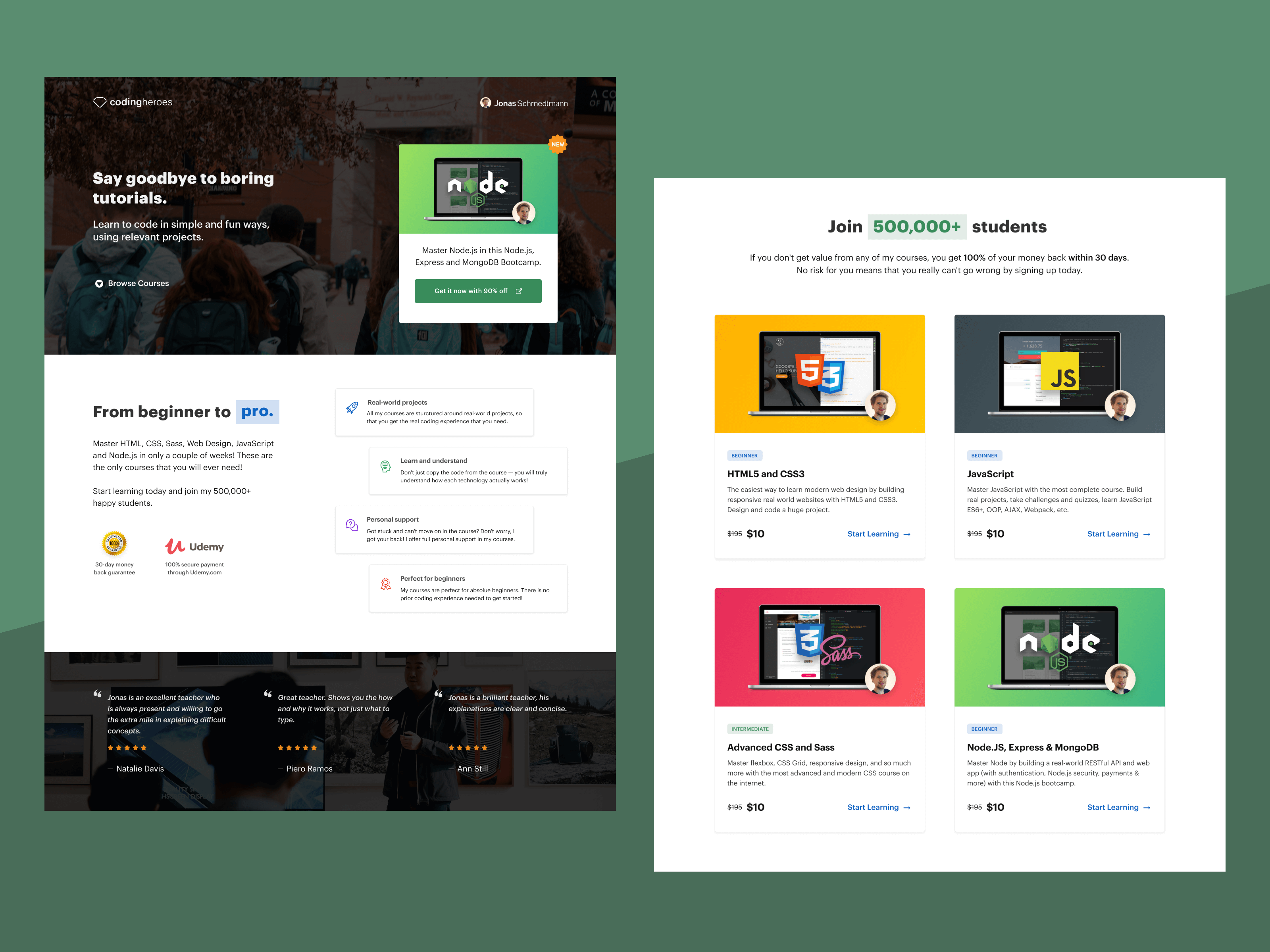 codingheroes landing page